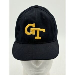 VTG Roxxi Georgia Tech GT Hat 6 7/8 Fitted Navy Gold Embroidered Logo Made USA